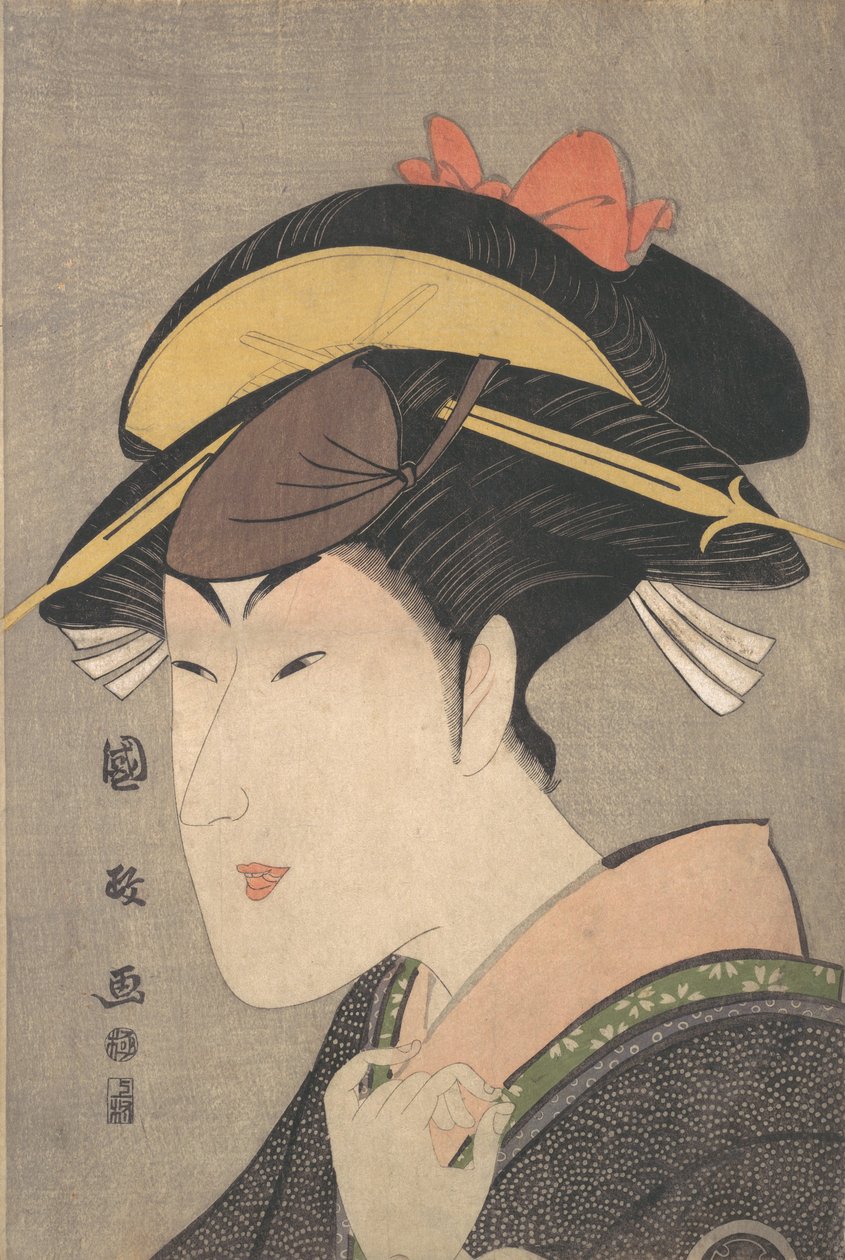 El actor Matsumoto Yonesaburo en un papel femenino, finales de la década de 1790 de Utagawa Kunimasa