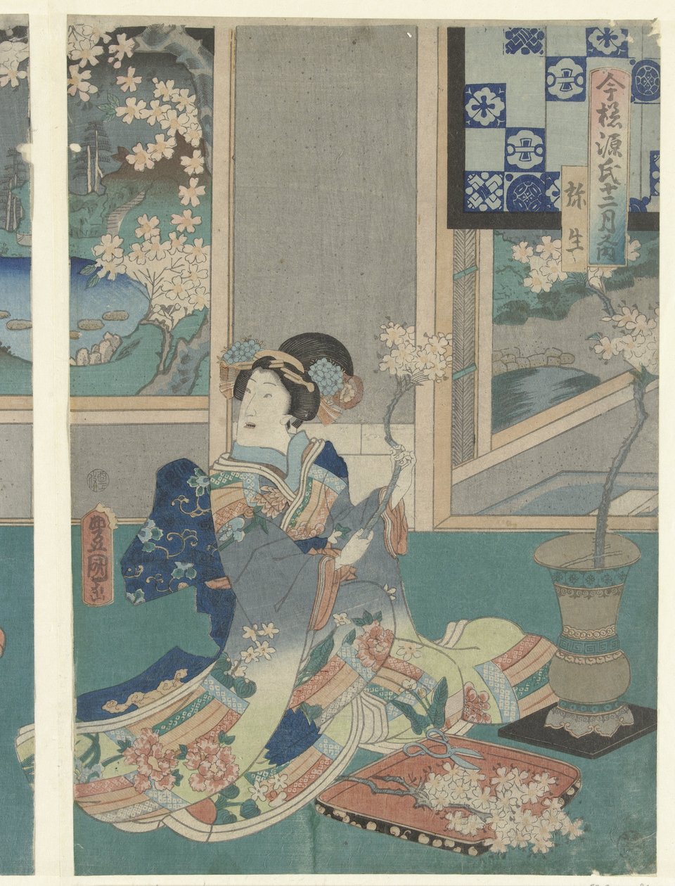 el tercer mes Yayoi (título sobre objeto) Historias modernas de Genji durante los doce meses (título de la serie) Imayo Genji junikagetsu no uchi (título de la serie sobre el objeto) de Utagawa Kunisada (I)