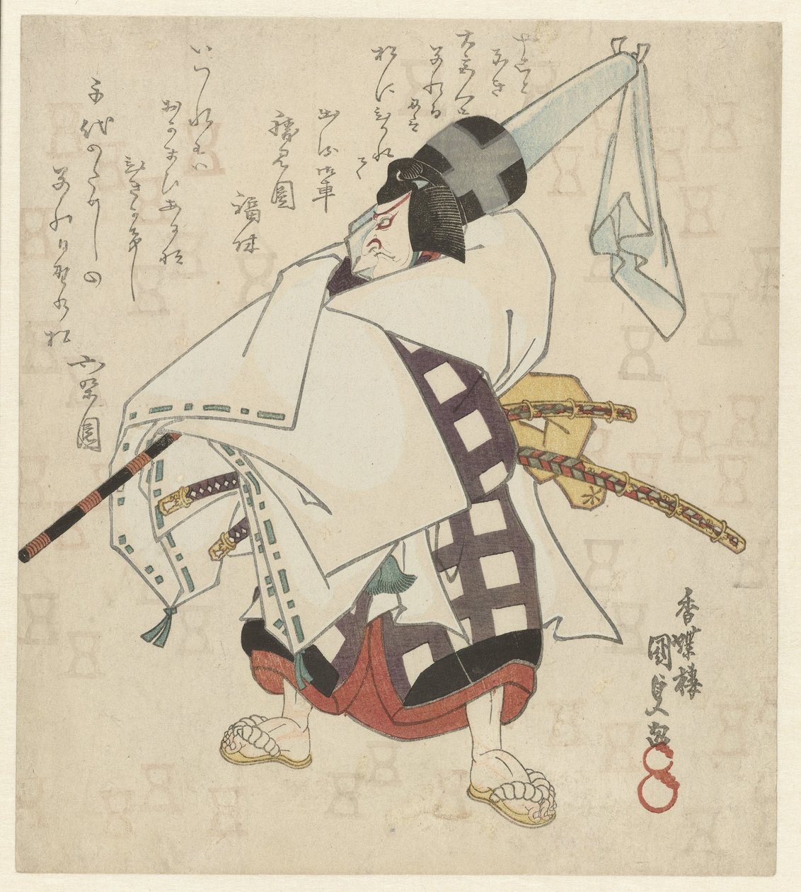 hombre, con, un, envuelto, sombrilla, sobre, el suyo, hombro de Utagawa Kunisada (I)