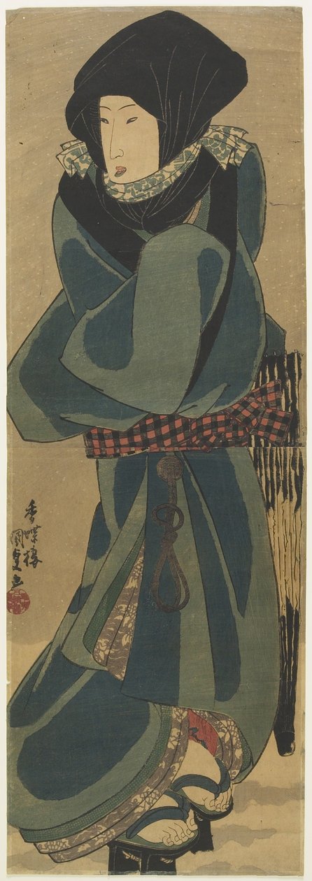 (Mujer con capa y capucha), c. 1830-1844 de Utagawa Kunisada