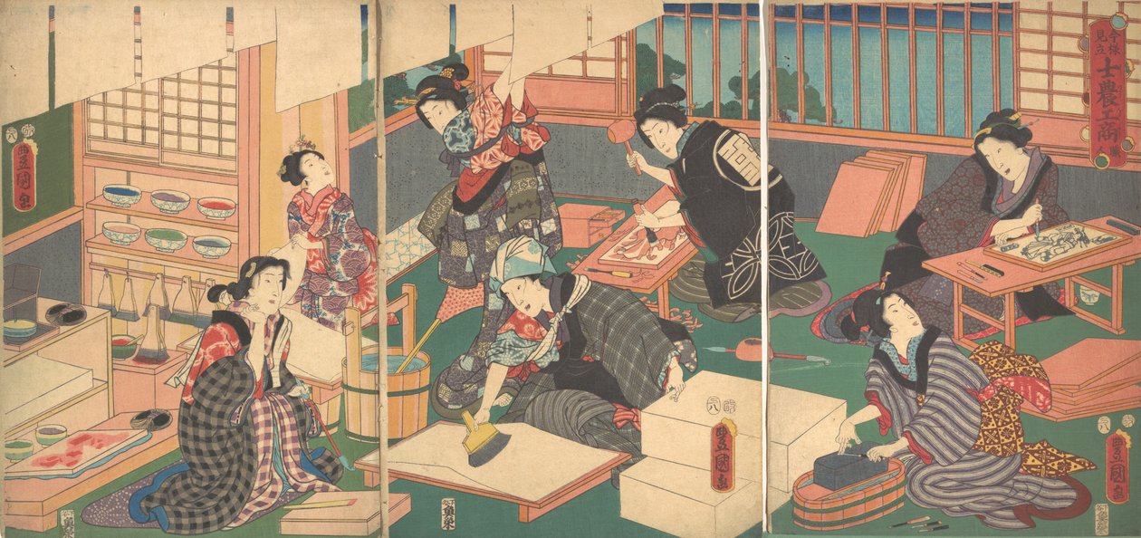 Artesanos, de la serie Una Parodia Actualizada de las Cuatro Clases de Utagawa Kunisada