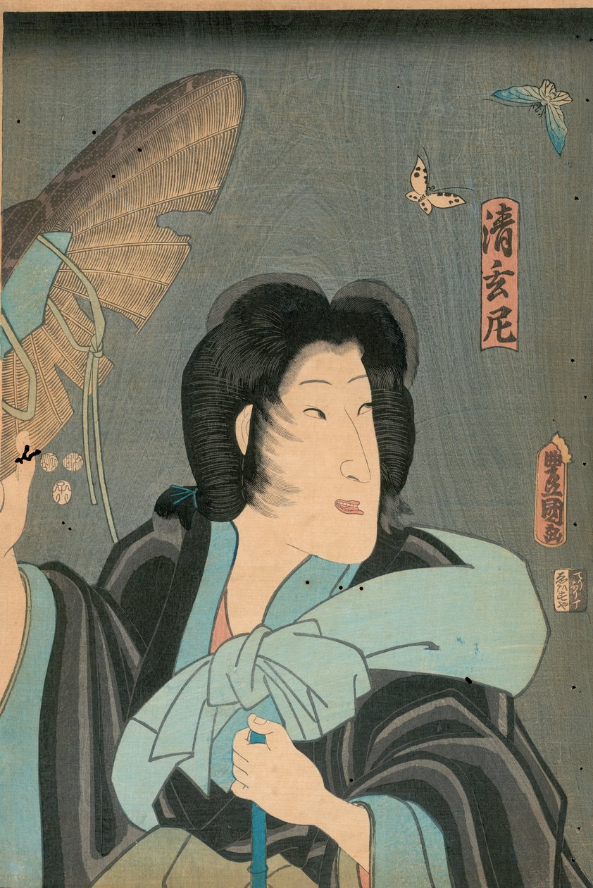 Poeta y mariposa, publicado por Otaya Takichi de Utagawa Kunisada