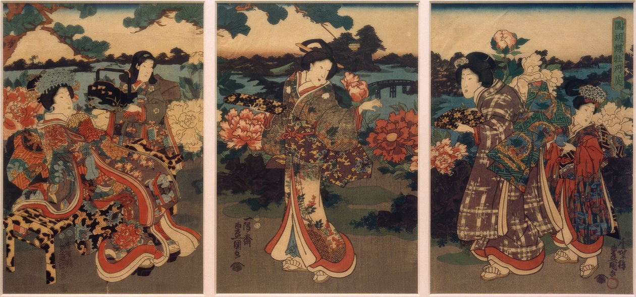 Mariposas y peonías de Utagawa Kunisada
