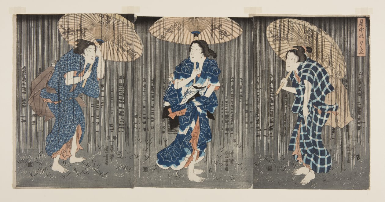 Chubasco repentino en el calor del verano de Utagawa Kunisada