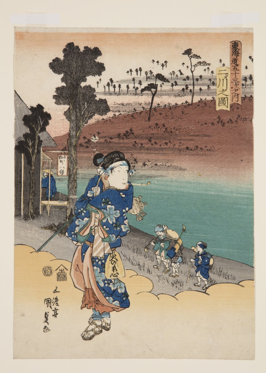 Vista de Futakawa (grabado en madera a color) de Utagawa Kunisada