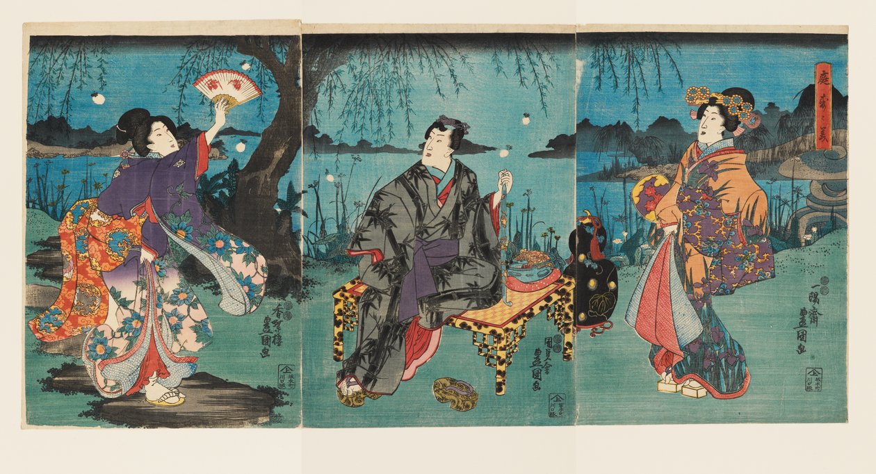 Refrescarse en el jardín de Utagawa Kunisada II