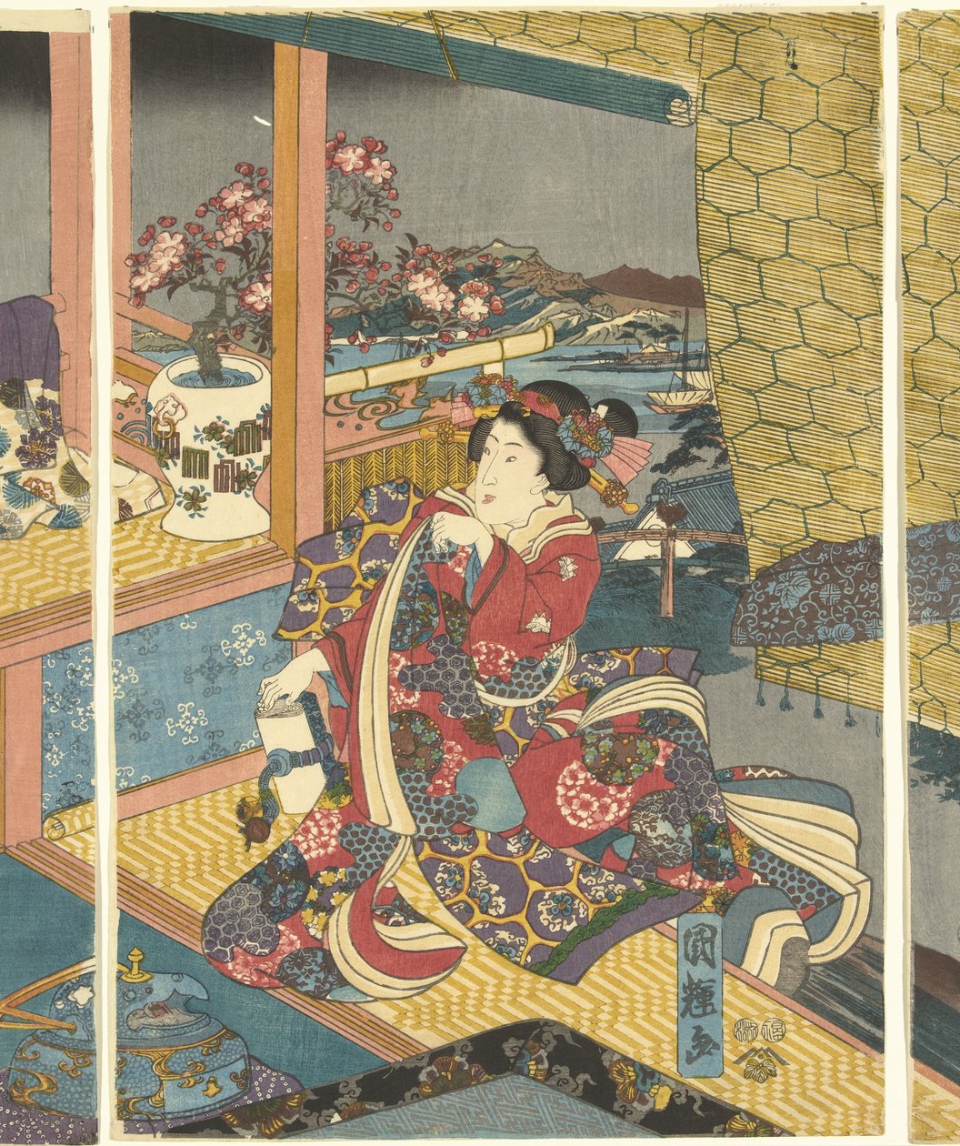 Flores Nieve, luna y flores (título de la serie) de Utagawa Kuniteru