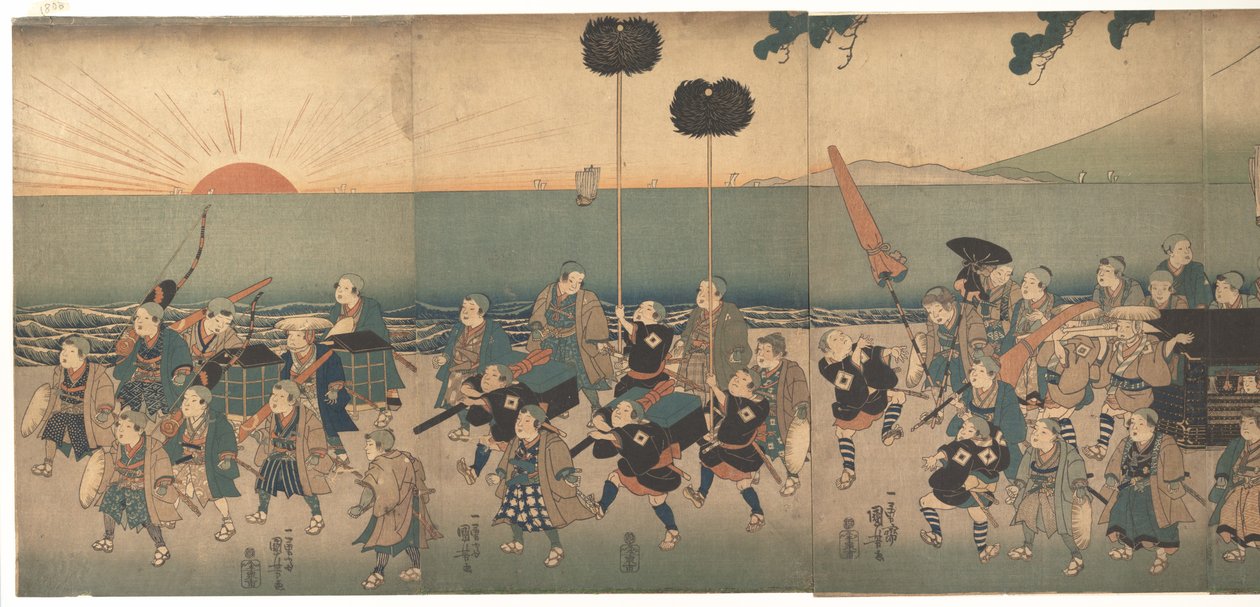 Niños representando una procesión de daimyō de Utagawa Kuniyoshi