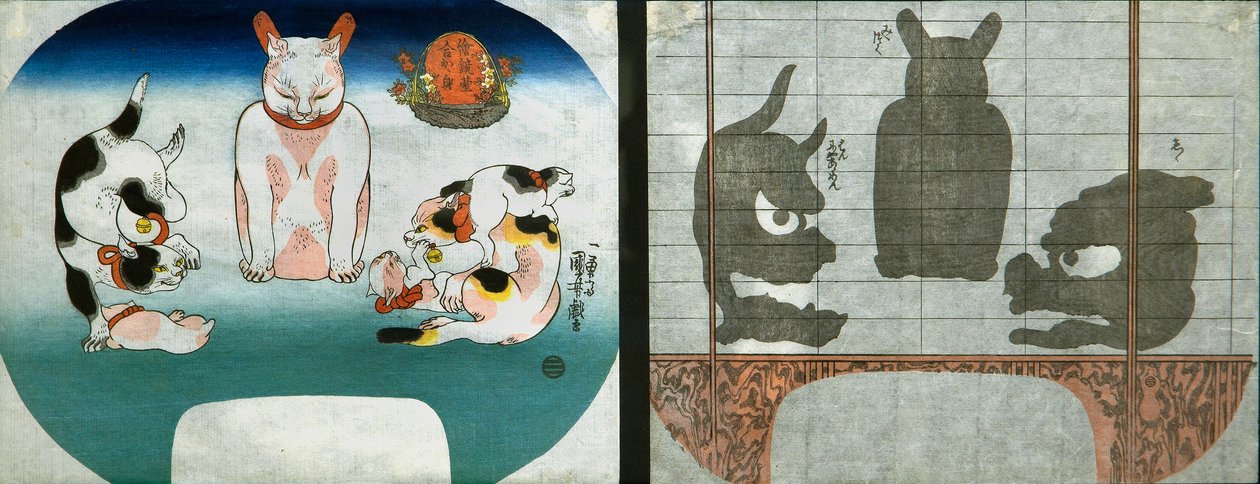 Gatos: León del templo chino de Utagawa Kuniyoshi
