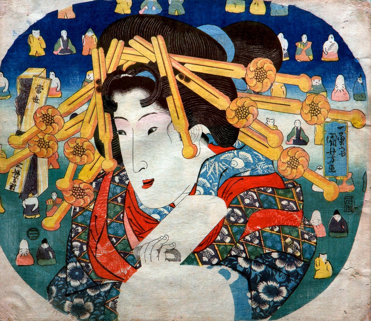 Cortesana Serie: Tres dificultades modernas para las mujeres (Tōsei sanpukutsui), c.1833 de Utagawa Kuniyoshi