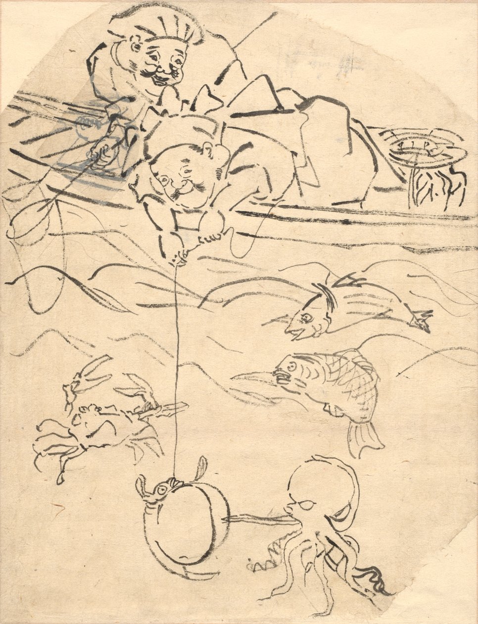 Daikoku and Ebisu, Two of the Seven Gods of Happiness de Utagawa Kuniyoshi