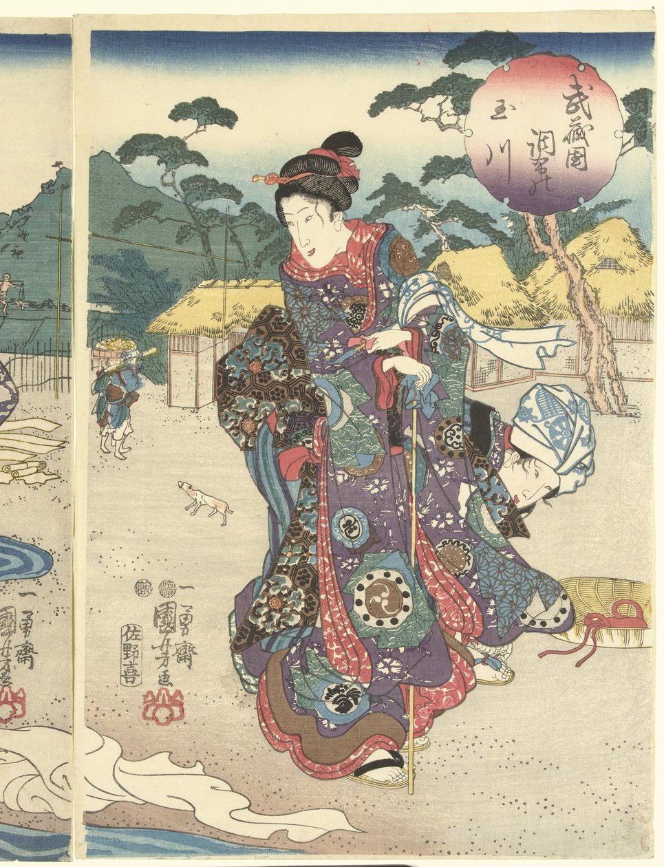 De Chov Tama Rivier miembro p Rovin y pintura Musashi Río Tama en la provincia de Musashi Chofu (Blood te sound bje CT) de Utagawa Kuniyoshi