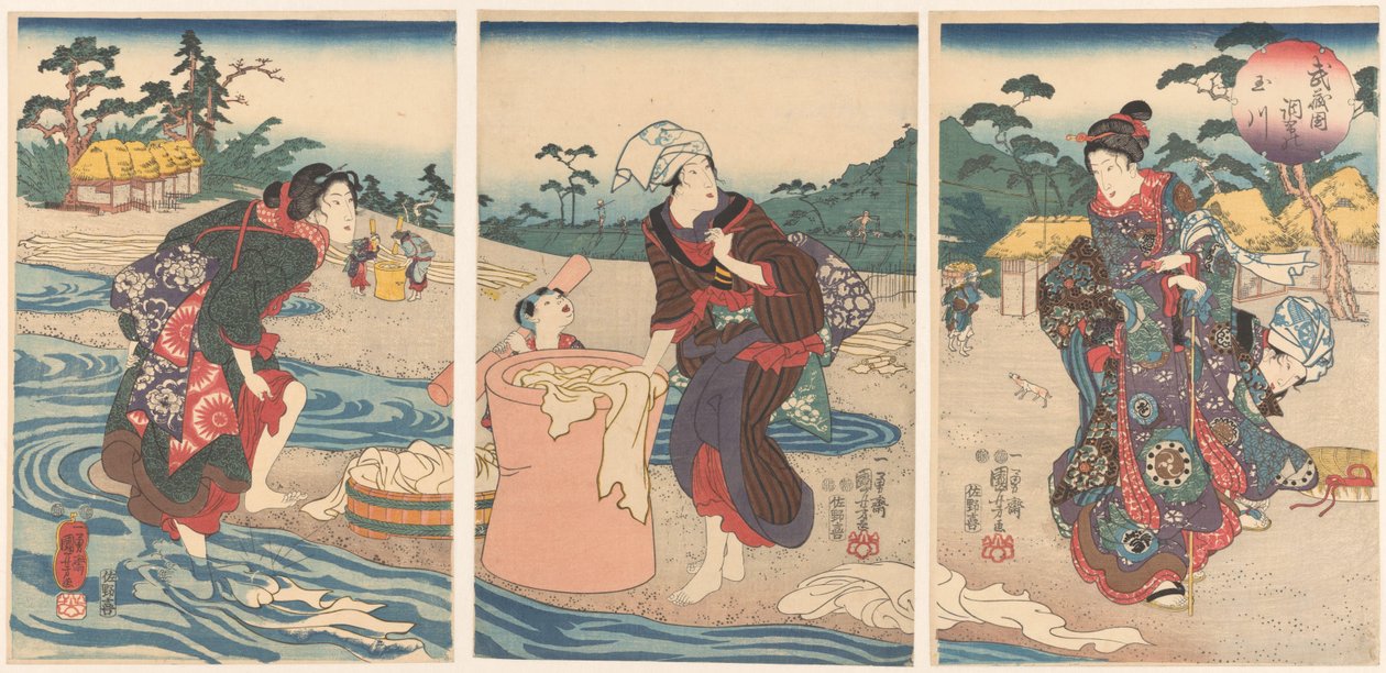 De Chov Tama Rivier miembro p Rovin y pintura Musashi Río Tama en la provincia de Musashi Chofu (Blood te sound bje CT) de Utagawa Kuniyoshi