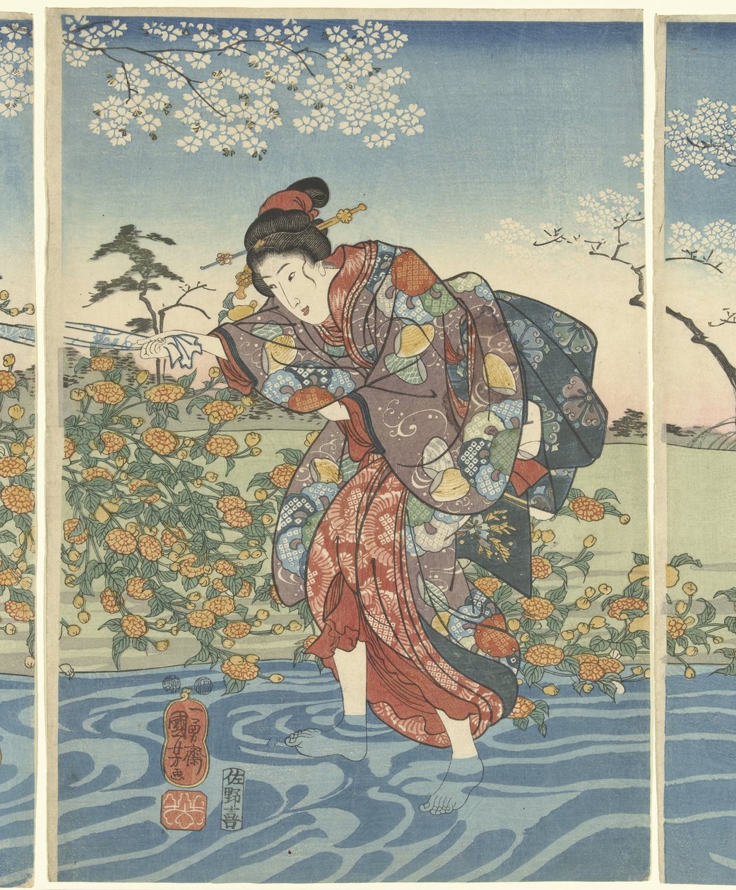 El río Ide Tama en la provincia de Yamashiro. de Utagawa Kuniyoshi
