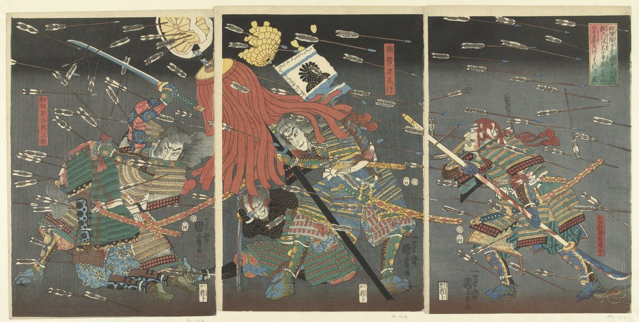 Kusunoki Te Kome Nawate El archienemigo de Eisuke en Kojonawate de Utagawa Kuniyoshi