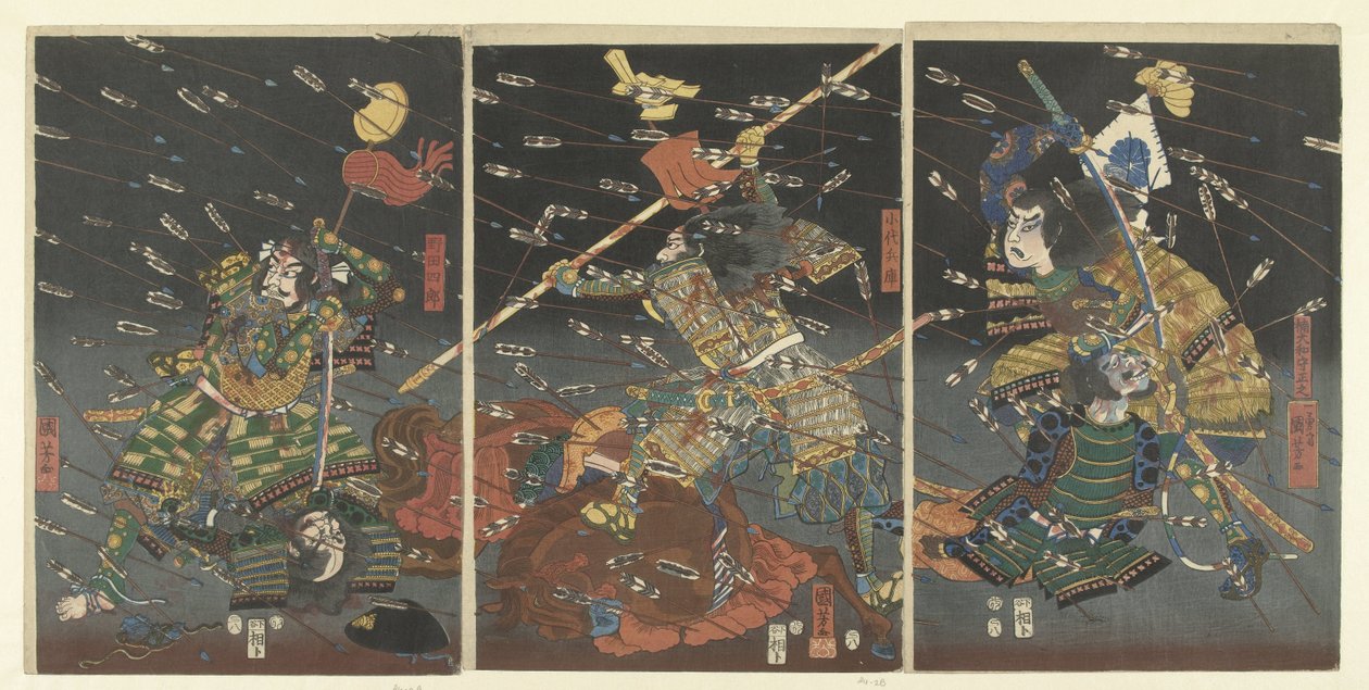 Kusunoki Te Kome Nawate El archienemigo de Eisuke en Kojonawate de Utagawa Kuniyoshi