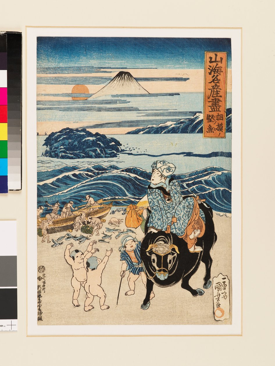 Pescado seco de Sagami,1823 (xilografía) de Utagawa Kuniyoshi