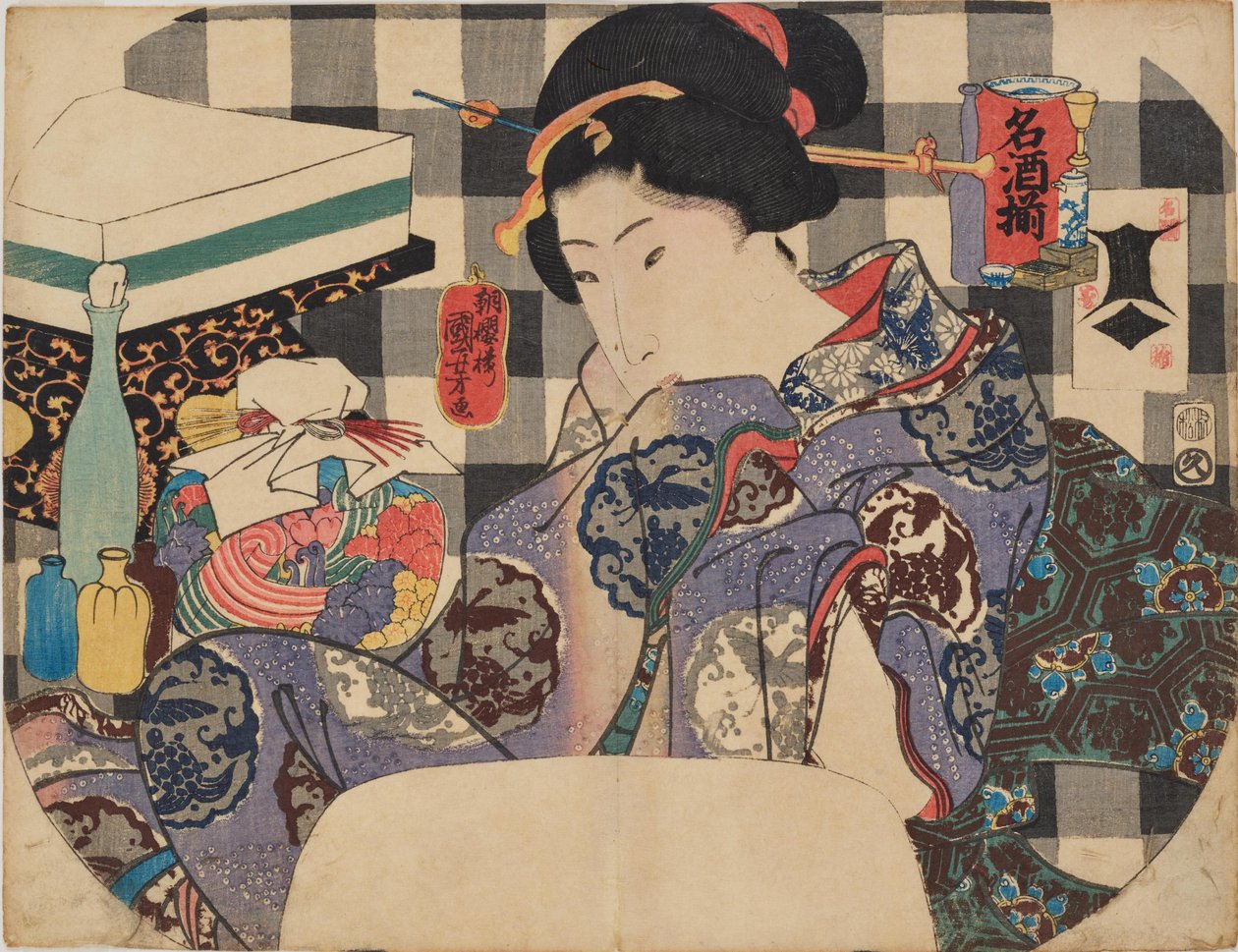 Marcas famosas de sake de Utagawa Kuniyoshi