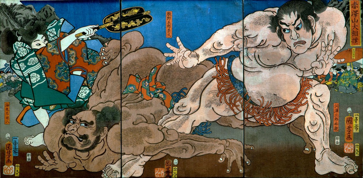 Gran Torneo de Sumo en el Monte Akazawa (Akazawayama Ōzumō) de Utagawa Kuniyoshi