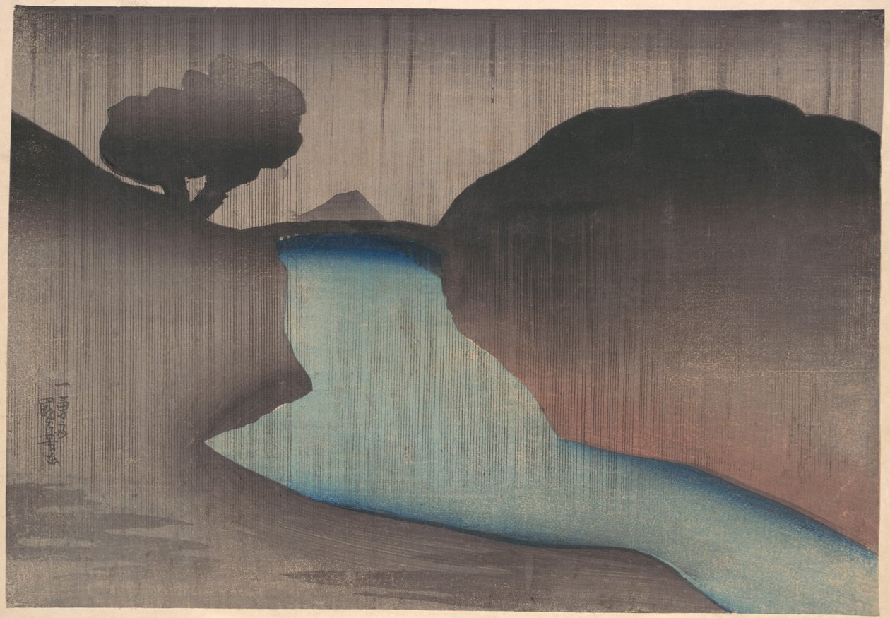 Ochanomizu bajo la lluvia de Utagawa Kuniyoshi