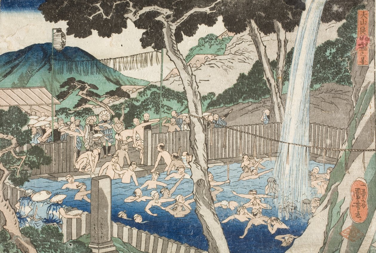 Cascada de Rōben en el monte Ōyama de Utagawa Kuniyoshi