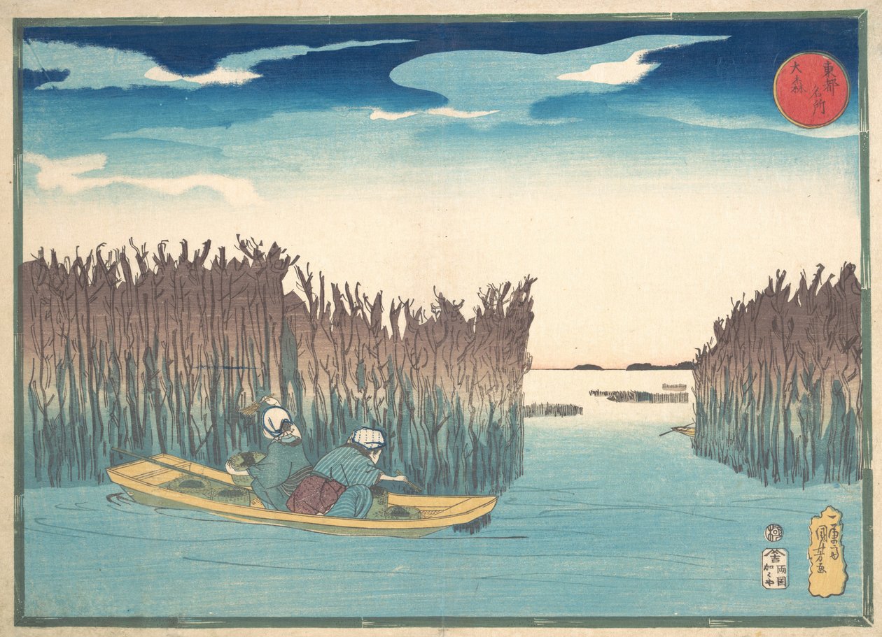 Recolectores de algas en Omori de Utagawa Kuniyoshi