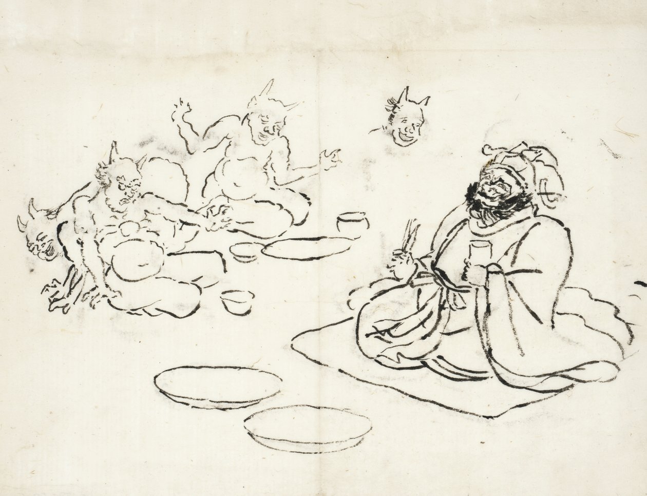 Boceto de demonios que divierten al rey del infierno de Utagawa Kuniyoshi