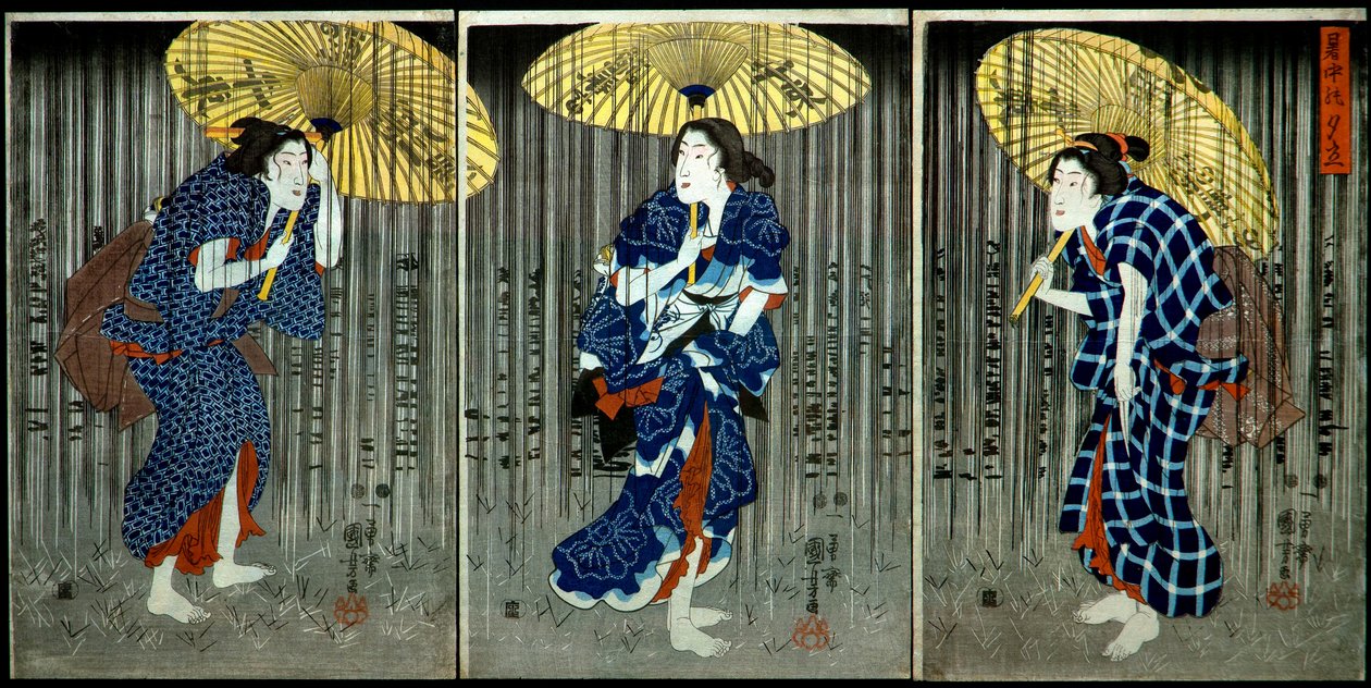 Lluvia repentina en el calor del verano (Shochū no yūdachi), c.1849-1851 de Utagawa Kuniyoshi