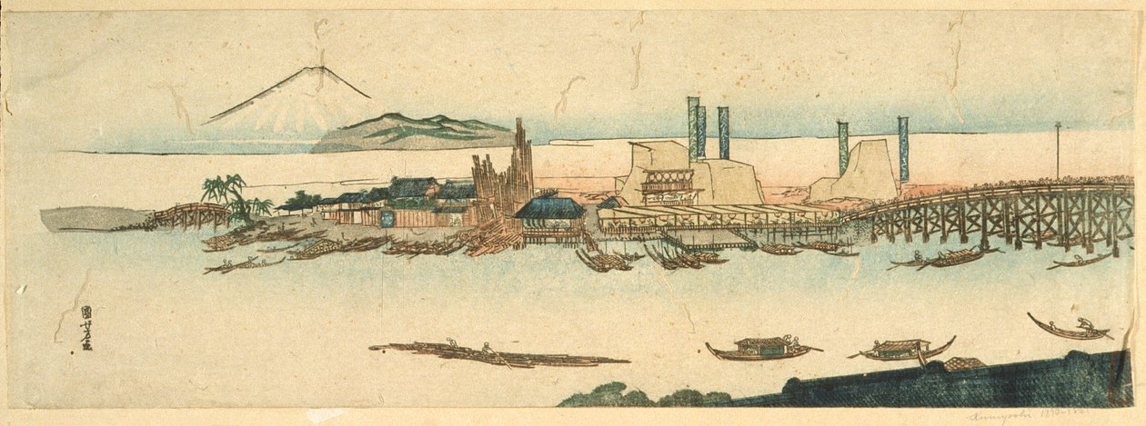 Escena del río Sumida de Utagawa Kuniyoshi