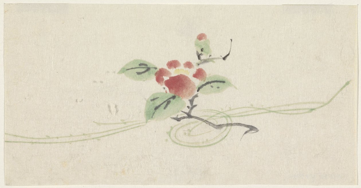Rama con camelia roja de Utagawa Kuniyoshi