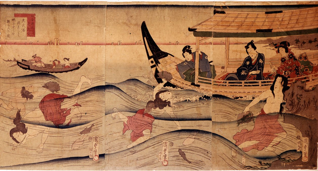 La pesca de abalones. Grabados de Utagawa Kuniyoshi (c.1797-1861) de Utagawa Kuniyoshi