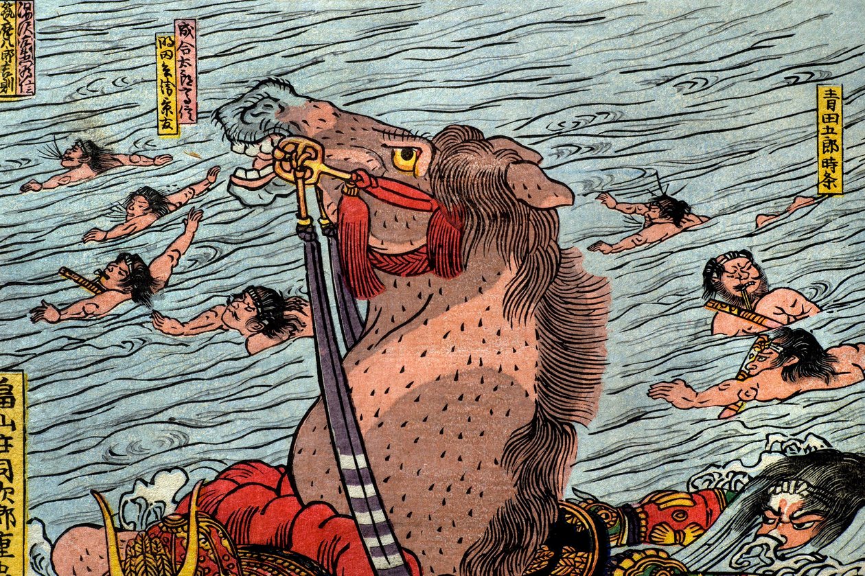 La batalla en el río Uji de Utagawa Kuniyoshi
