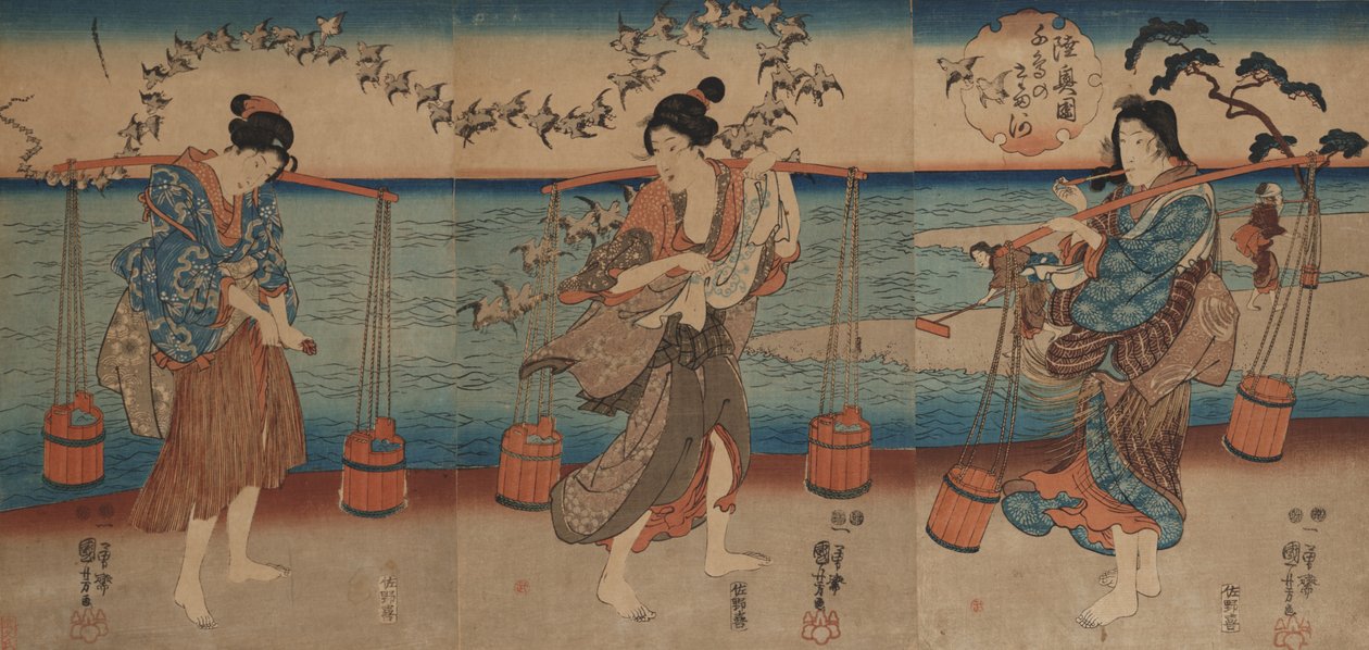 El río cristalino Plover en la provincia de Mutsu de Utagawa Kuniyoshi