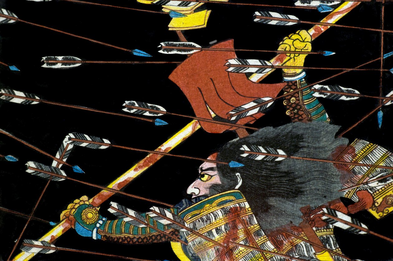 La batalla en Shijō Nawate, c.1857 de Utagawa Kuniyoshi