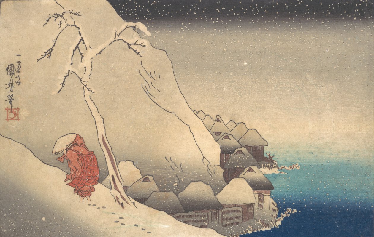 Viajando en una Tormenta de Nieve de Utagawa Kuniyoshi