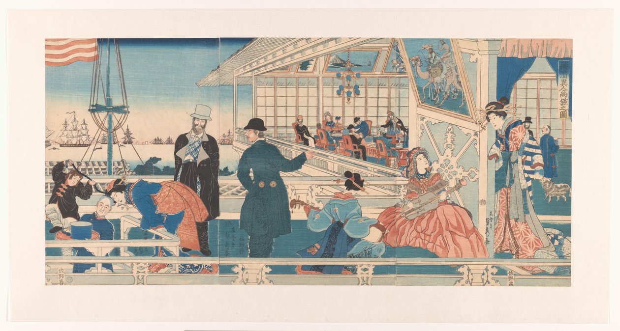 Miembro destacado de la versión estadounidense del plan Yokohama Diagrama bajo la jurisdicción del Gran Yokohama (Blood sound bje CT) de Utagawa Sadahide