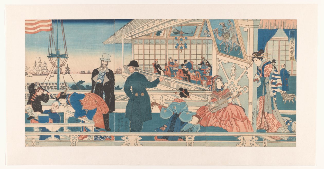 Casa comercial estadounidense en Yokohama de Utagawa Sadahide