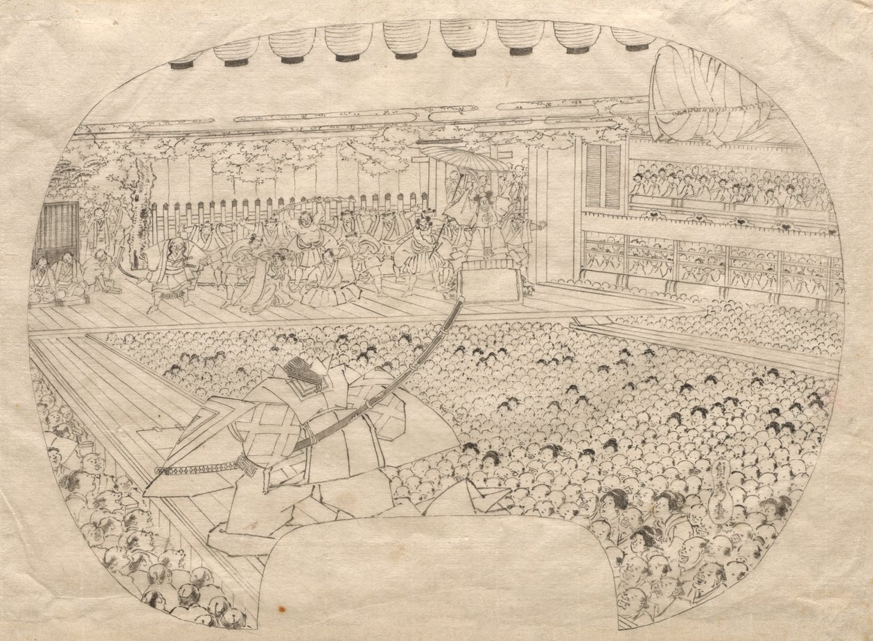 Interior del Teatro Kabuki de Utagawa Sadahide