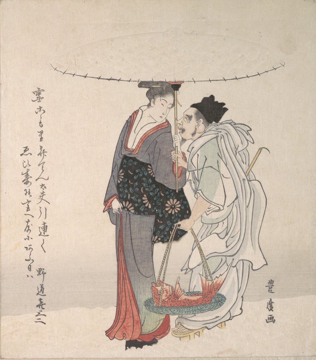 Ebisu y Benten Caminando en la Nieve de Utagawa Toyohiro