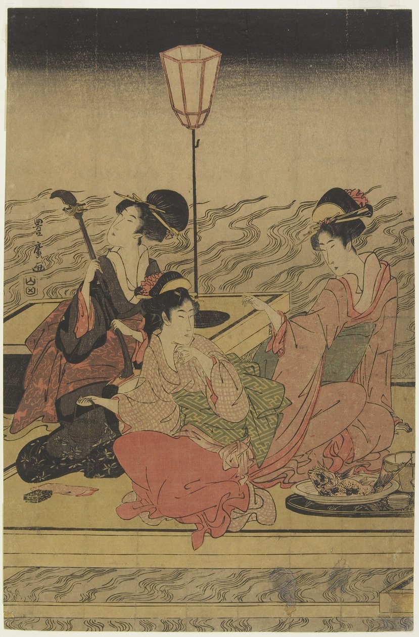 Junio (Fiesta de verano en el río Kamo), principios de 1800 de Utagawa Toyohiro