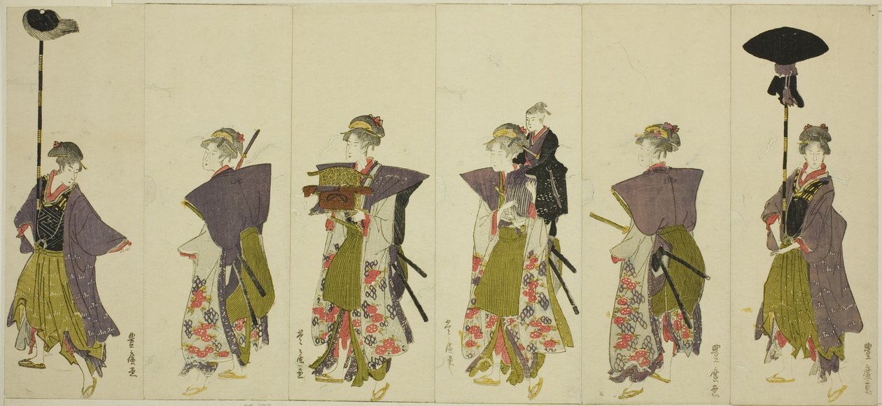 Parodia de una procesión de daimyo de Utagawa Toyohiro