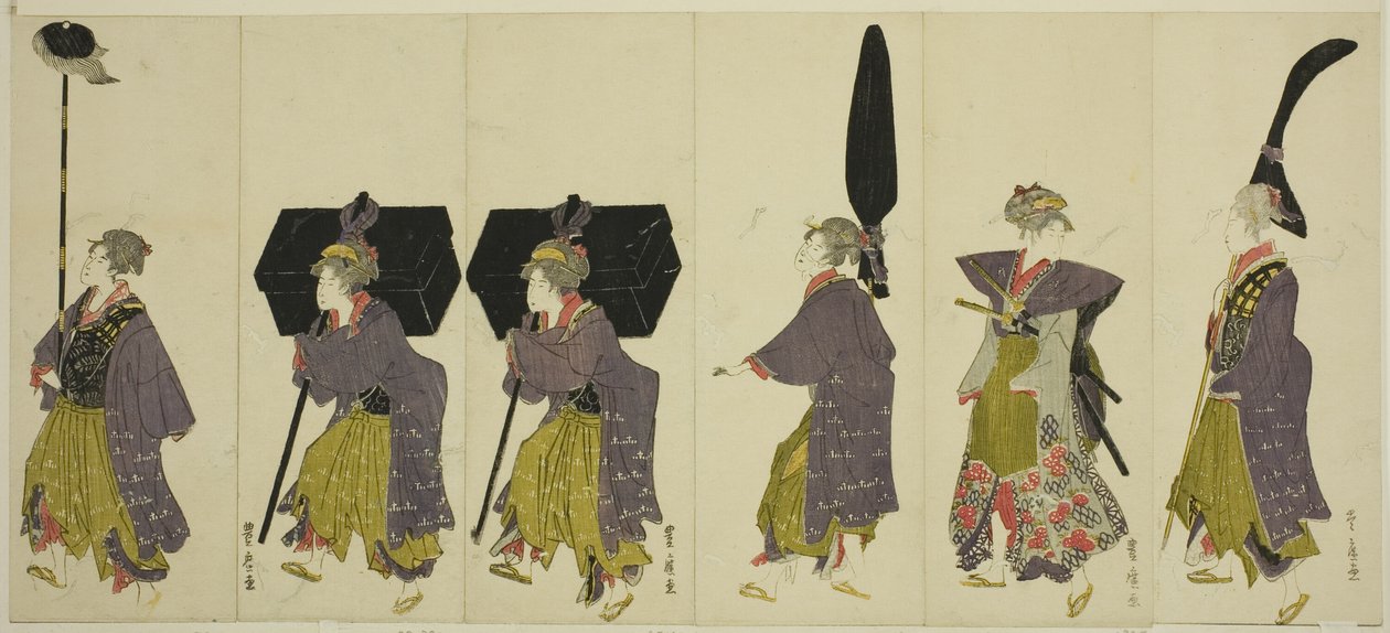 Parodia de una procesión de daimyo de Utagawa Toyohiro