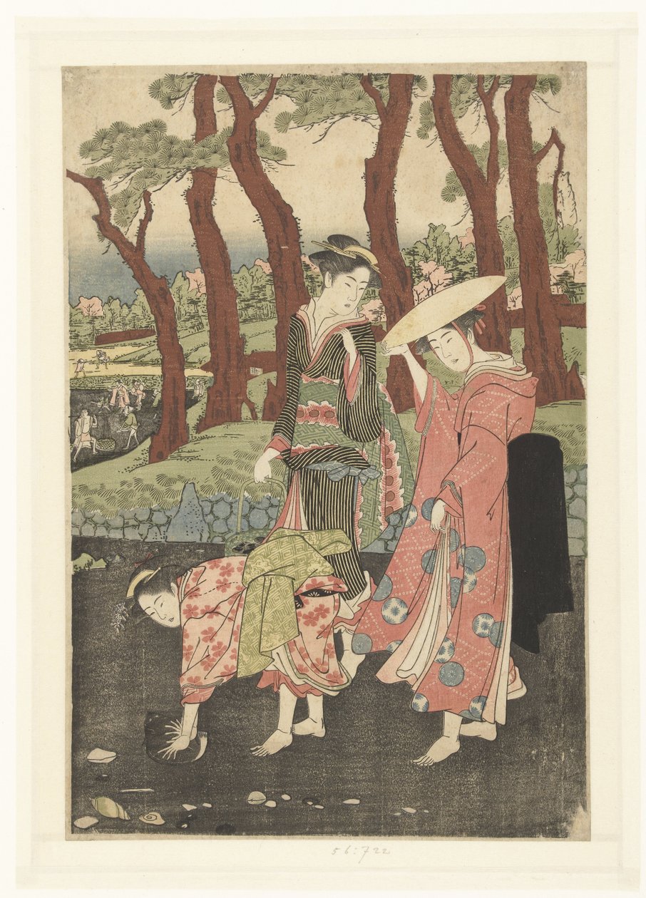 Recolección de peces y conchas durante la marea baja de Utagawa Toyokuni (I)