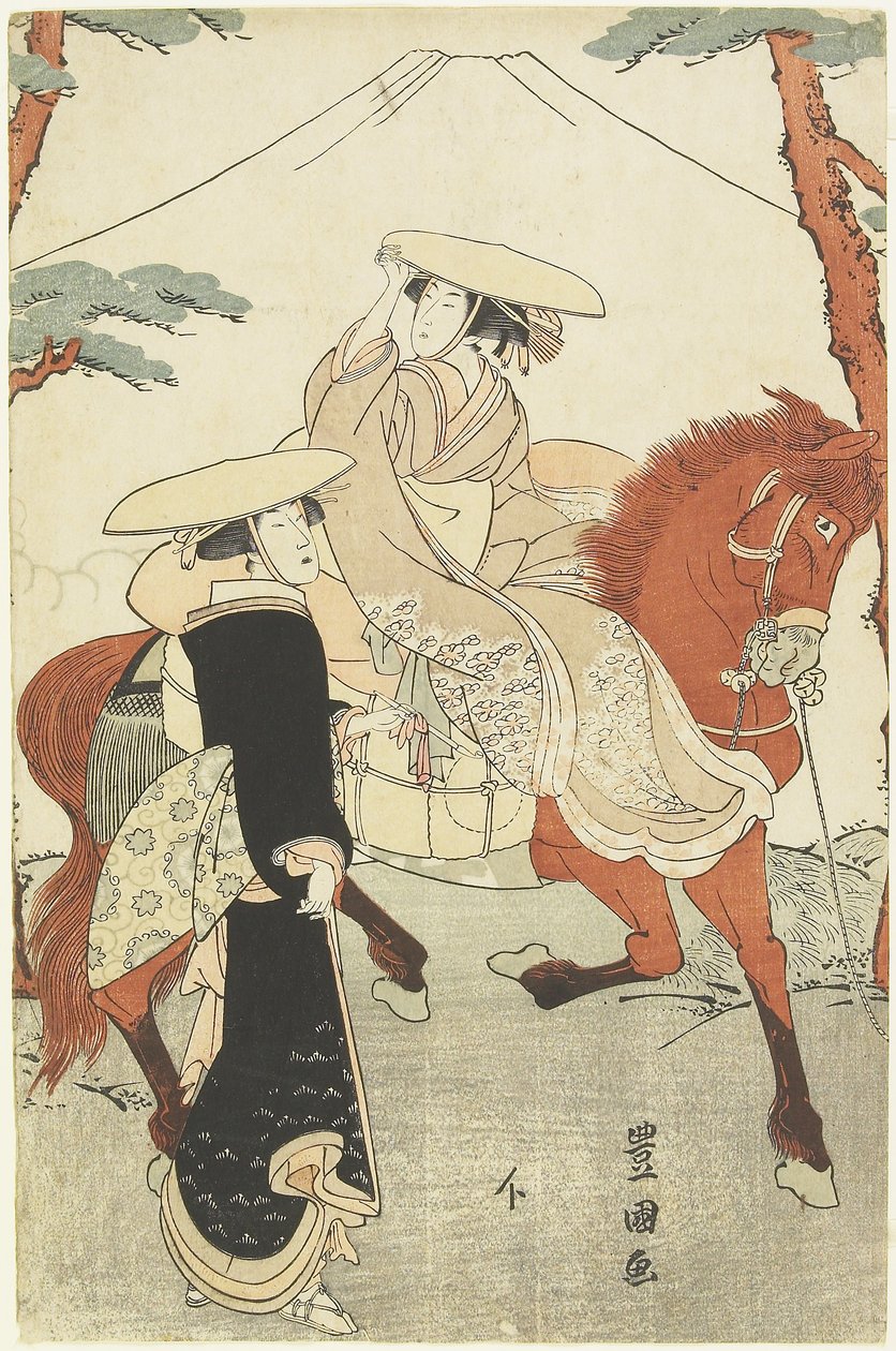 (Dos mujeres, una caminando, otra a caballo), finales del siglo XVIII-principios del siglo XIX de Utagawa Toyokuni