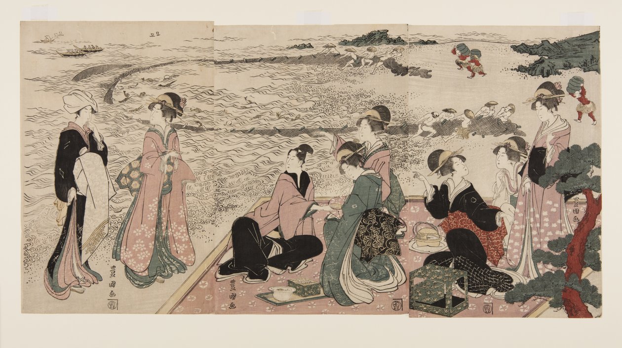 Un Picnic en la Orilla del Mar de Utagawa Toyokuni