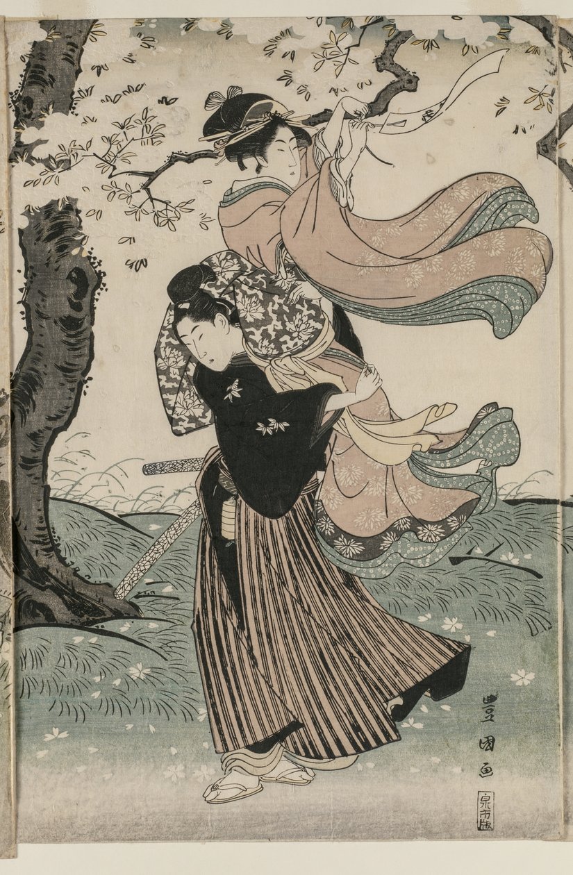 Flores de cerezo al viento de Utagawa Toyokuni