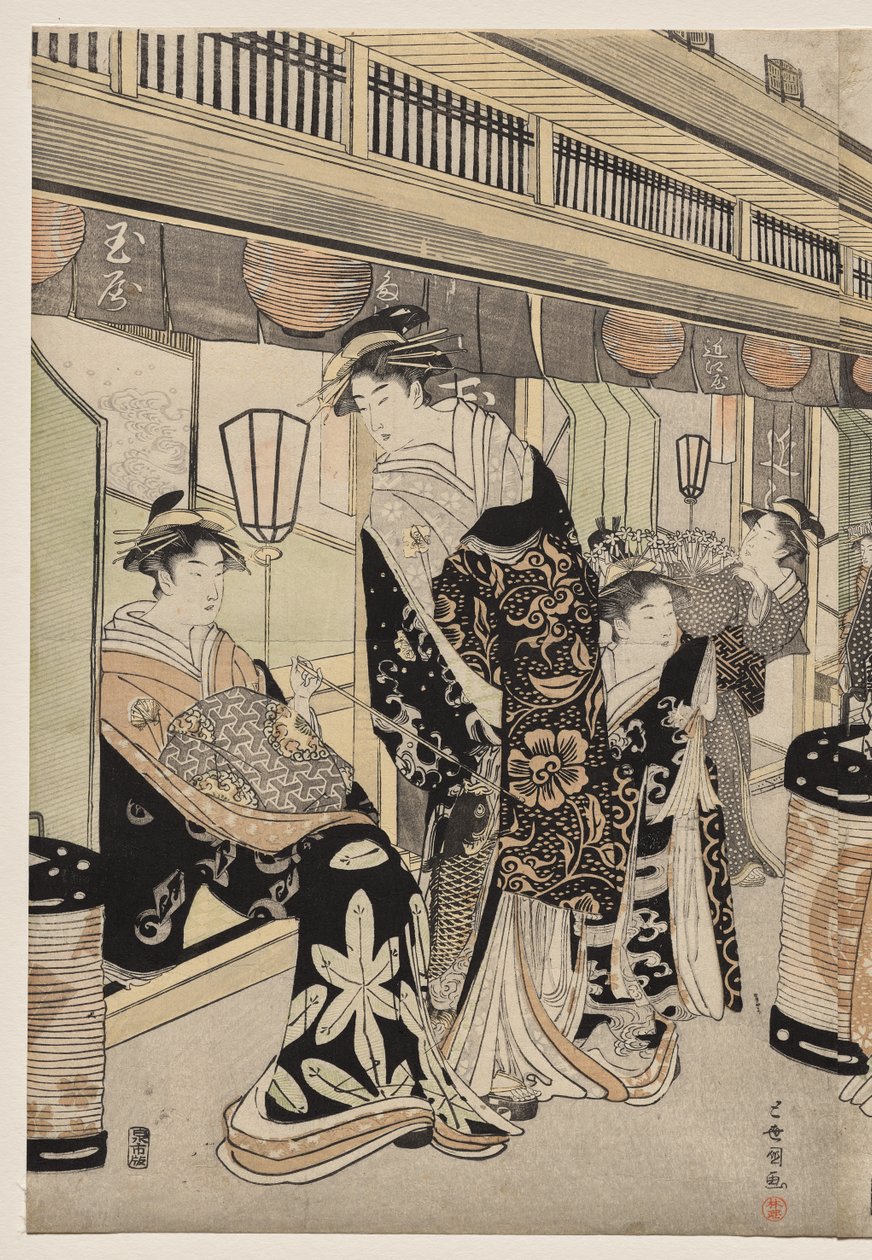 Cortesanas Paseando en Nakanochō de Utagawa Toyokuni