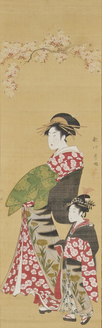 Kurtisanen unter Kirschblüten de Utagawa Toyokuni