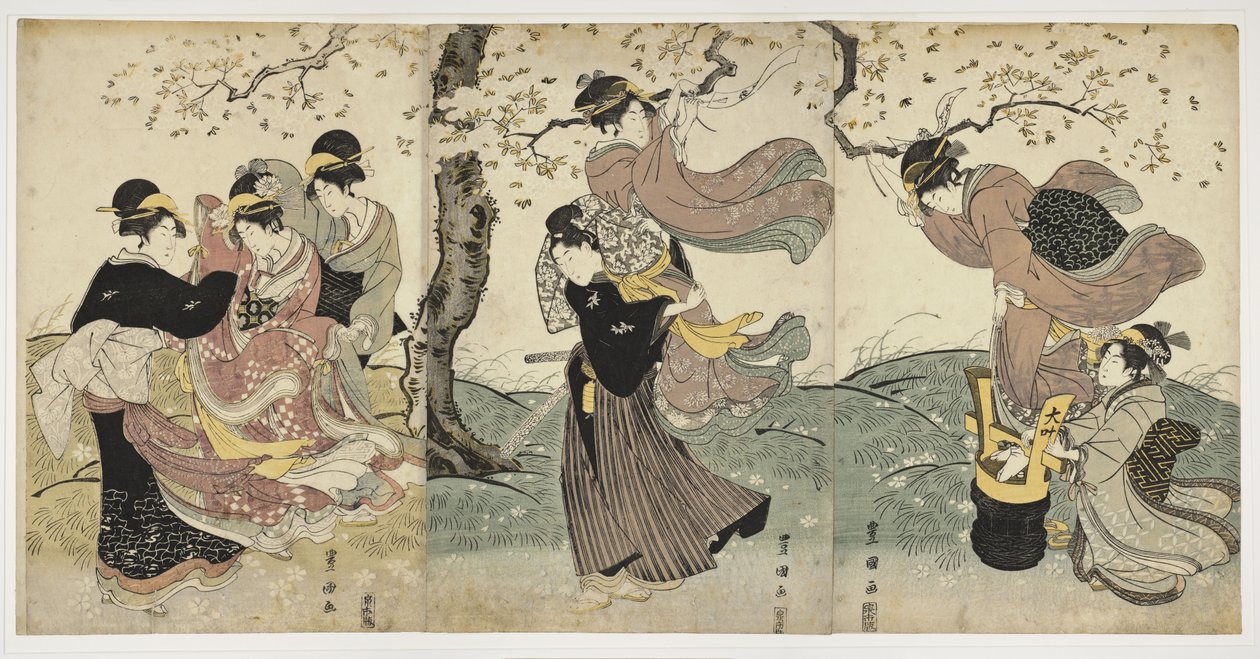 Flores en el viento, c. 1797-1800 de Utagawa Toyokuni