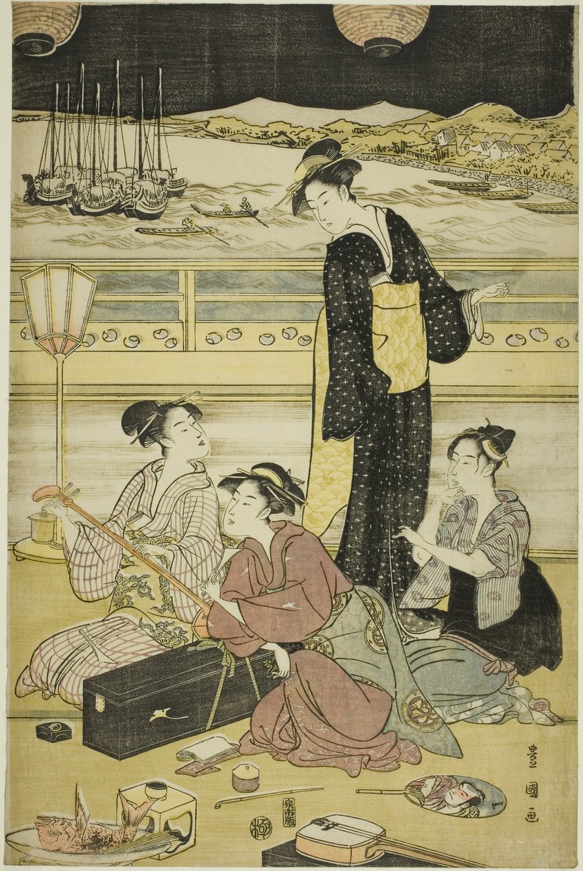 Fiesta nocturna en Shinagawa de Utagawa Toyokuni I